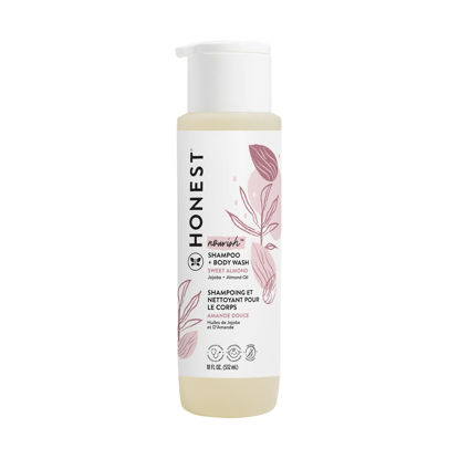 Picture of The Honest Company 2-in-1 Cleansing Shampoo + Body Wash | Gentle for Baby | Naturally Derived, Tear-free, Hypoallergenic | Sweet Almond Nourish, 18 fl oz