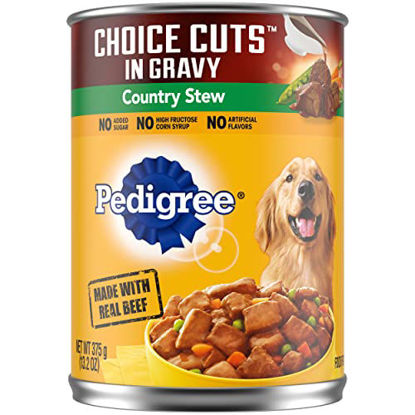 Picture of PEDIGREE CHOICE CUTS IN GRAVY Adult Canned Soft Wet Dog Food, Country Stew, 13.2 oz. Cans (Pack of 12)
