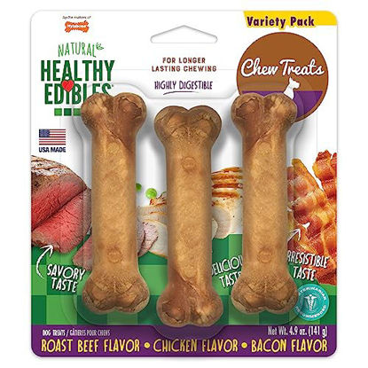 Picture of Nylabone Healthy Edibles All-Natural Long Lasting Chew Treats Variety Pack 3 Count Small/Regular