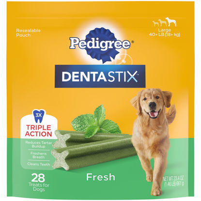 Picture of PEDIGREE DENTASTIX Fresh Breath Large Dog Dental Treats Fresh Flavor Dental Bones, 1.46 lb. Pack (28 Treats) (Packaging May Vary)