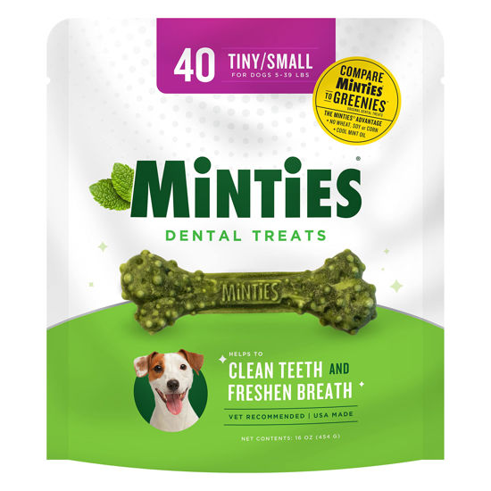 Picture of Minties VetIQ Dog Dental Bone Treats, Dental Chews for Tiny/Small Dogs (Under 40 lbs), 40 Count