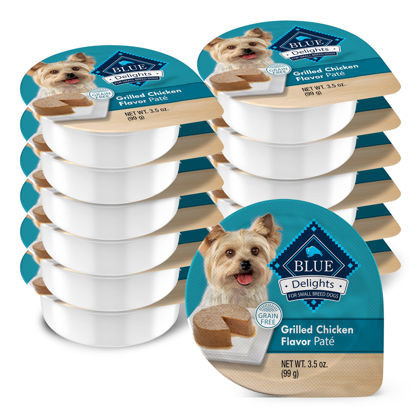 Picture of Blue Buffalo Delights Natural Adult Small Breed Wet Dog Food Cups, Pate Style, Grilled Chicken Flavor in Savory Juice 3.5-oz (Pack of 12)