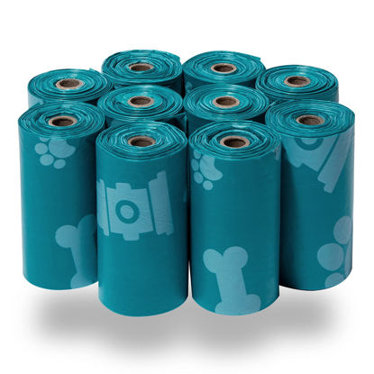 Picture of Best Pet Supplies Dog Poop Bags for Waste Refuse Cleanup, Doggy Roll Replacements for Outdoor Puppy Walking and Travel, Leak Proof and Tear Resistant, Thick Plastic - Turquoise, 150 Bags