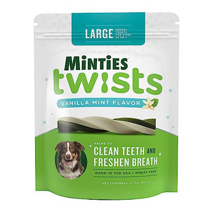Picture of Minties Twists VetIQ Dog Dental Bone Treats, Dental Chews for Medium/Large Dogs (Over 40 Lbs), 20 Count