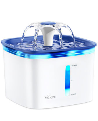 Picture of Veken 67oz/2L Pet Fountain, Automatic Cat Water Fountain Dog Water Dispenser with Smart Pump for Cats, Dogs, Multiple Pets (Vivid Blue, Plastic)