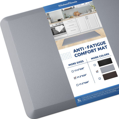 Picture of KitchenClouds Kitchen Mat Cushioned Anti Fatigue Kitchen Rug 17.3"x39" Waterproof Non Slip Kitchen Rugs and Mats Standing Desk Mat Comfort Floor Mats for Kitchen House Sink Office (Grey)