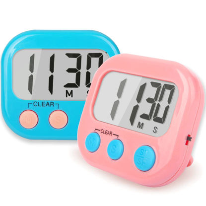 Picture of 2 Pack Classroom Timers for Teachers Kids Large Magnetic Digital Timer Blue Pink