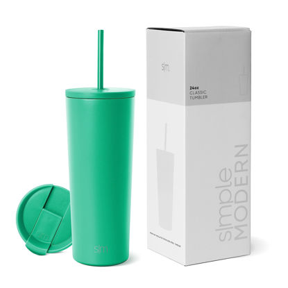 Picture of Simple Modern Insulated Tumbler with Lid and Straw | Iced Coffee Cup Reusable Stainless Steel Water Bottle Travel Mug | Gifts for Women Men Her Him | Classic Collection | 24oz | Island Jade