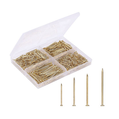 Picture of Mr. Pen- Nail Assortment Kit, 600 Pcs, 4 Sizes, Gold, Small Nails, Nails for Hanging Pictures, Finishing Nails, Wall Nails for Hanging, Pin Nails, Hardware Nails, Assorted Nails, Galvanized Nails.
