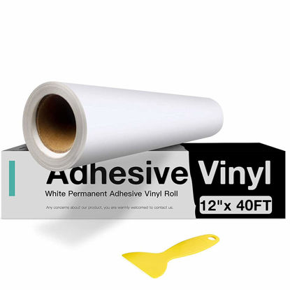 HTVRONT White Permanent Vinyl, White Vinyl for Cricut - 12 x 40 FT White  Adhesive Vinyl Roll for Cricut, Silhouette, Cameo Cutters, Signs