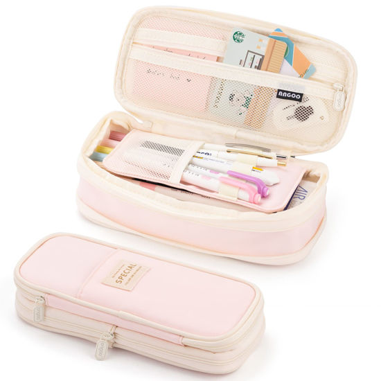 Picture of EASTHILL Big Capacity Pencil Case Large Pencil Pouch Stationery Pen Bag for Teen Girls-Pink