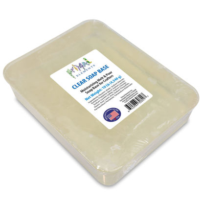 Picture of Primal Elements Clear Soap Base - Moisturizing Melt and Pour Glycerin Soap Base for Crafting and Soap Making, Vegan, Cruelty Free, Easy to Cut, Unscented - 10 Pound