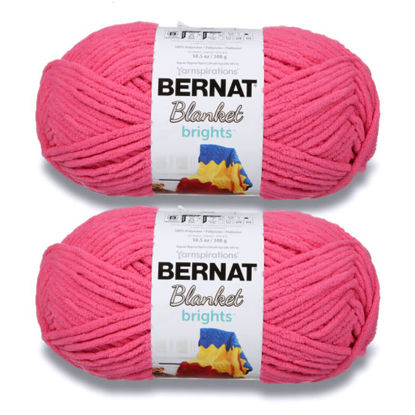 Picture of Bernat Blanket Brights Pixie Pink Yarn - 2 Pack of 300g/10.5oz - Polyester - 6 Super Bulky - 220 Yards - Knitting/Crochet