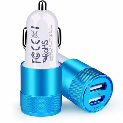 Picture of Cigarette Lighter Adapter, USB Car Charger, 3.4a Fast Charging Dual-Port Cargador de Carro for iPhone 14 13 12 SE 11Pro Max X XR XS Max 8 Plus 7s 6s, Samsung Galaxy S22 S21 S20 S10 S10e A13 S10 S9 S8