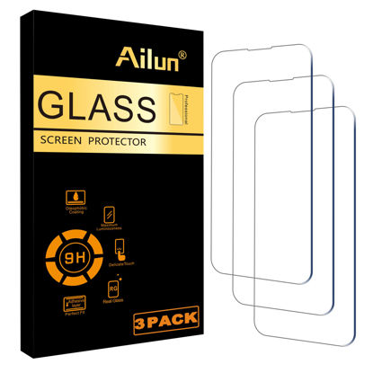 Picture of Ailun Glass Screen Protector for iPhone 14/14 Pro [6.1 Inch] Display 3 Pack Tempered Glass, Sensor Protection, Dynamic Island Compatible, Case Friendly