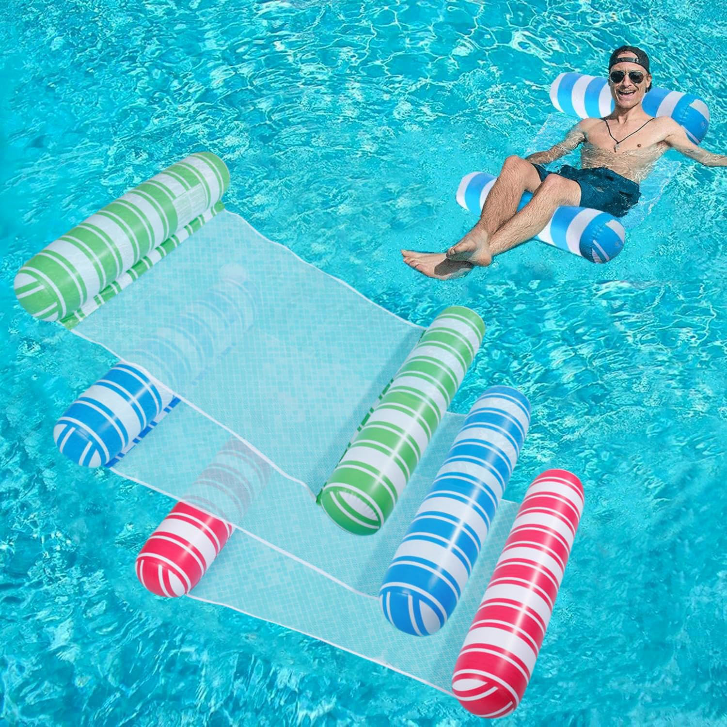 GetUSCart- 3 Pack Upgrated XL Water Pool Floats, 4-in-1 (Hammock ...