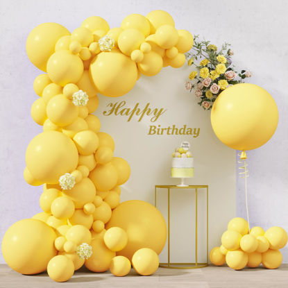 Picture of RUBFAC 116pcs Yellow Balloons Different Sizes Pack of 36 18 12 10 5 Inch for Garland Arch Extra Large Balloons for Birthday Graduation Wedding Party Decoration