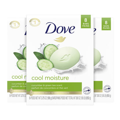 Picture of Dove Skin Care Beauty Bar For Softer Skin Cucumber And Green Tea More Moisturizing Than Bar Soap 3.75 oz 24 bars
