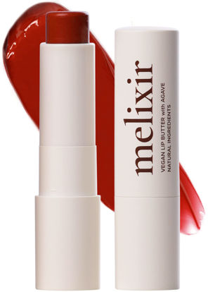 Picture of Melixir Vegan Lip Butter #06 Lust Red(Tinted) (+11 more colors), Bee Free, Petrolatum Free, Deep Nourishing Plant-Based Vegan Chapstick, Vegan Lip Balm for Dry, Cracked and Chapped Lips, Moisturizing Lip Care Gift