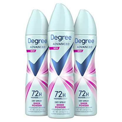 Picture of Degree Advanced Antiperspirant Deodorant Dry Spray 72-Hour Sweat and Odor Protection Sheer Powder Deodorant Spray For Women With MotionSense Technology 3.8 oz, Pack of 3