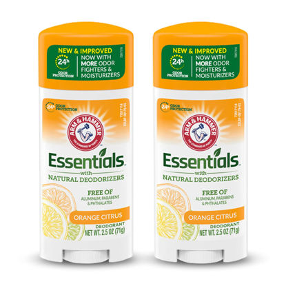 Picture of ARM & HAMMER Essentials Deodorant- Orange Citrus- Solid Oval - Made with Natural Deodorizers- Free From Aluminum, Parabens & Phthalates, 2.5 oz (Pack of 2)