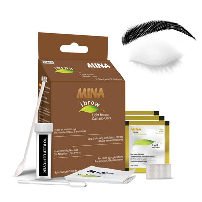 Picture of Mina ibrow Hair Color Light Brown |Natural Spot coloring Hair Tinting Powder, Water and Smudge Proof | No Ammonia, No Lead with 100% Gray Converge|Vegan and Cruelty free