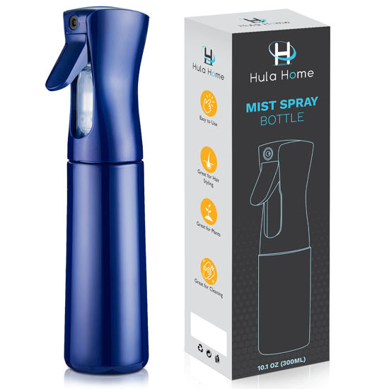 Picture of Hula Home Continuous Spray Bottle (10.1oz/300ml) Empty Ultra Fine Plastic Water Mist Sprayer - For Hairstyling, Cleaning, Salons, Plants, Essential Oil Scents & More - Blue
