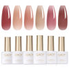 Picture of GAOY Jelly Pink Nude Gel Nail Polish Set, 6 Transparent Colors Sheer Red Gel Nail Kit for Salon Gel Manicure and Nail Art DIY at Home