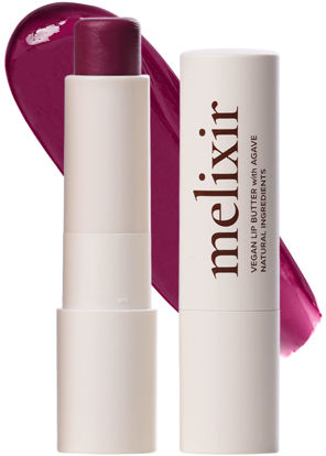 Picture of Melixir Vegan Lip Butter #16 Wine Stain(Tinted) (+11 more colors), Bee Free, Petrolatum Free, Deep Nourishing Plant-Based Vegan Chapstick, Vegan Lip Balm for Dry, Cracked and Chapped Lips, Moisturizing Lip Care Gift