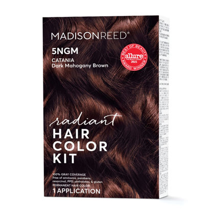 Picture of Madison Reed Radiant Hair Color Kit, Dark Cinnamon Brown for 100% Gray Coverage, Ammonia-Free, 5NGM Catania Brown, Permanent Hair Dye, Pack of 1