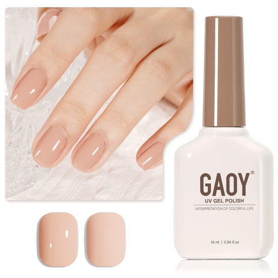 Picture of GAOY Nude Gel Nail Polish, 16ml Soak Off Milky Peach Gel Polish for Nail Art DIY Manicure at Home, UV Light Cure Color 1507