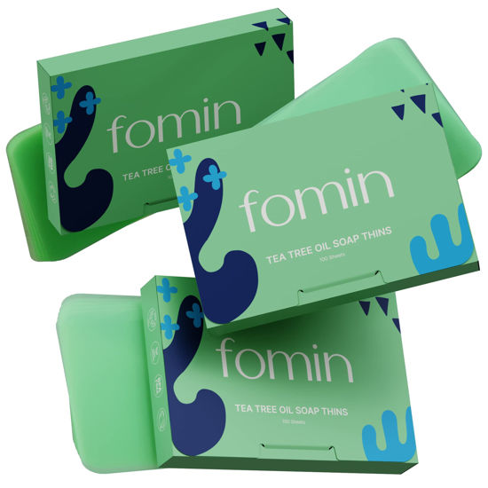 Picture of FOMIN - Antibacterial Paper Soap Sheets for Hand Washing - (300 Sheets) Tea Tree Portable Travel Soap Sheets, Dissolvable Camping Mini Soap, Portable Soap Sheets