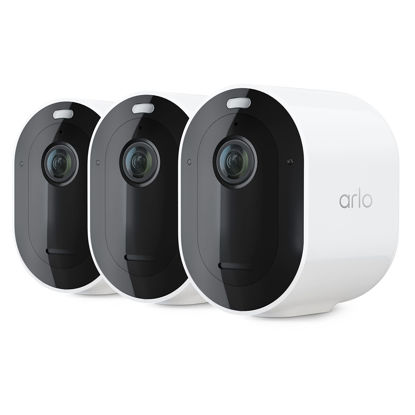 Picture of Arlo Pro 4 Spotlight Camera - 3 Pack - Wireless Security, 2K Video & HDR, Color Night Vision, 2 Way Audio, Wire-Free, Direct to WiFi No Hub Needed, White - VMC4350P