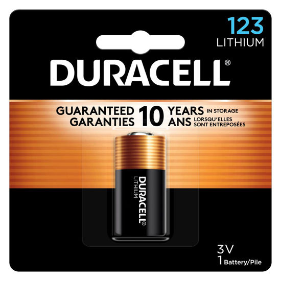 Duracell CR123A 3V Lithium Battery, 1 Count Pack, 123 3 Volt High Power  Lithium Battery, Long-Lasting for Home Safety and Security Devices