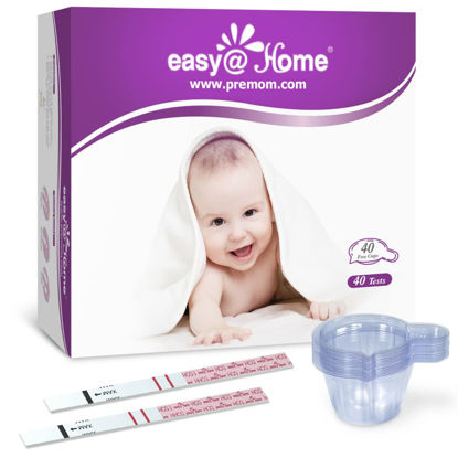 Picture of Easy@Home 40 Pregnancy Test Strips with 40 Large Urine Cups - Accurate and Clear Detection for Early Pregnancy | Package May Vary