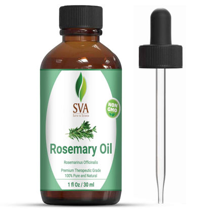 Picture of SVA Organics Rosemary Essential Oil 1 Oz Pure & Natural for Skin, Face, Hair Care, Aromatherapy, Diffuser, Hair Growth, Conditioner