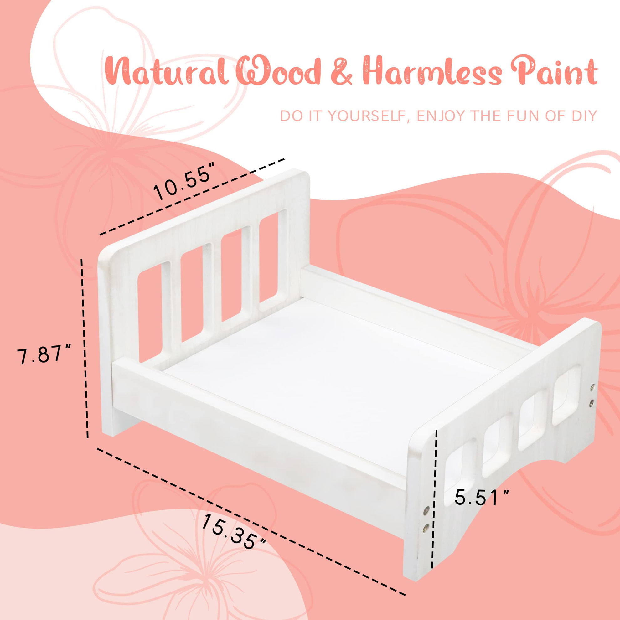GetUSCart Newborn Photography Props Wooden Bed Baby Photoshoot Props