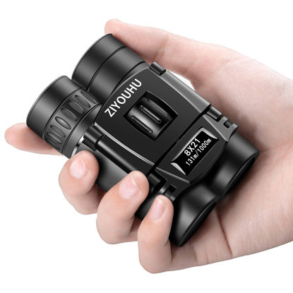 Picture of ZIYOUHU 8x21 Binoculars Small Compact Light Binoculars,Easy Focus Mini Pocket Binoculars for Adults Kids Bird Watching，Waterproof Foldable Small Binoculars with Clear Low-Light Vision