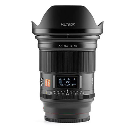 Picture of VILTROX AF 16mm f/1.8 FE Full Frame Lens for Sony E, Autofocus Lens with Built-in LCD Screen, Large Aperture for Sony E-Mount a7
