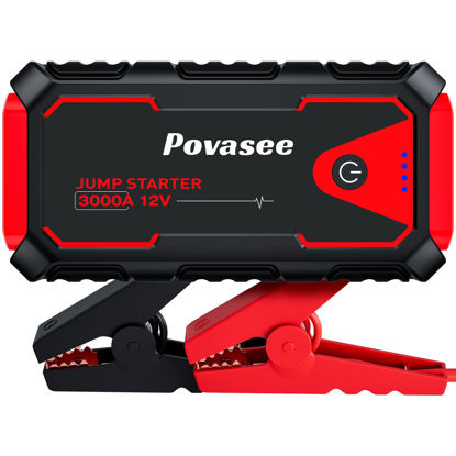 Picture of Povasee Jump Starter 3000A Peak Jump Starter Battery Pack, 12V Jump Box for Car Battery up to 10L Gas or 8L Diesel Engine Battery Jump Starter with Power Bank/Dual Output/LED Light