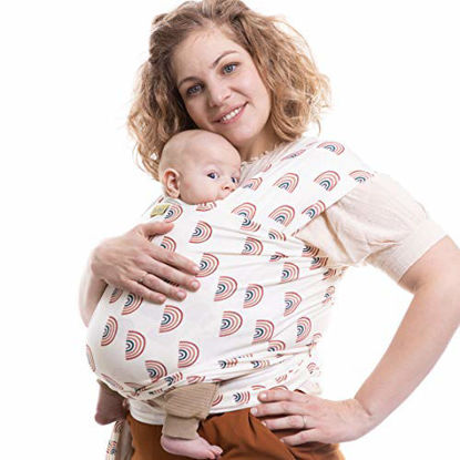 Picture of Boba Baby Wrap Carrier Newborn to Toddler - Stretchy Baby Wraps Carrier - Baby Sling - Hands-Free Baby Carrier Wrap - Baby Carrier Sling - Baby Carrier Newborn to Toddler 7-35 lbs (Serenity Rainbows)