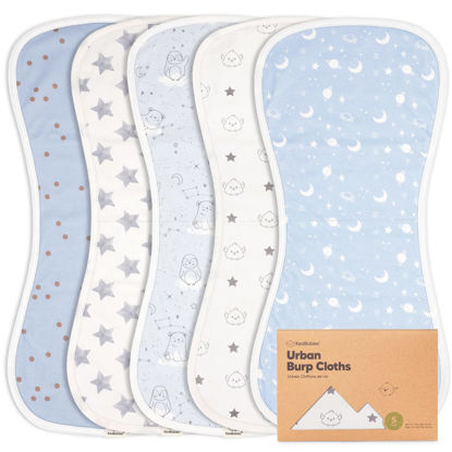 Picture of 5-Pack Organic Burp Cloths for Baby Boys and Girls - Ultra Absorbent Burping Cloth, Burp Clothes, Newborn Towel - Milk Spit Up Rag - Burpy Cloth Bib for Unisex, Boy, Girl - Burp Cloths (Constellation)