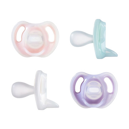 Picture of Tommee Tippee Ultra-Light Silicone Pacifier, Symmetrical One-Piece Design, BPA-Free Silicone Binkies, 0-6m, 4 Count