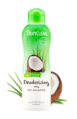 Picture of TropiClean Aloe & Coconut Deodorizing Dog Shampoo for Smelly Dogs | Odor Control Shampoo for Stinky Dogs | Natural Pet Shampoo Derived from Natural Ingredients | Cat Friendly | Made in the USA | 20 oz