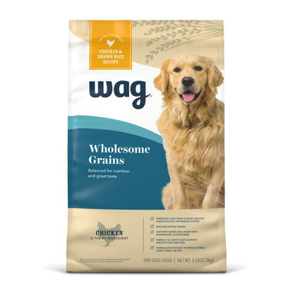 Picture of Amazon Brand - Wag Dry Dog Food, Chicken and Brown Rice 5 lb Bag (Packaging May Vary)