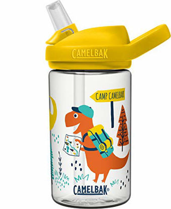 Picture of CamelBak eddy+ 14oz Kids Water Bottle with Tritan Renew - Straw Top, Leak-Proof When Closed, Dino Summer