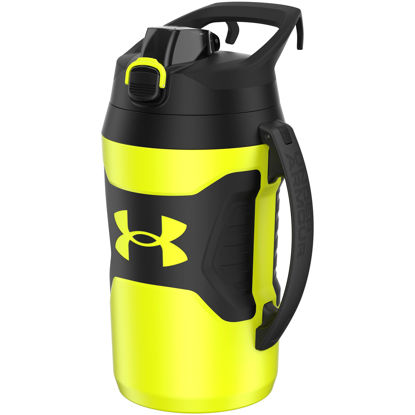 Picture of Under Armour Playmaker Sport Jug, Water Bottle with Handle, Foam Insulated & Leak Resistant, 64oz, Hi Viz Yellow/Black
