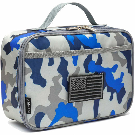 Picture of FlowFly Kids Lunch box Insulated Soft Bag Mini Cooler Back to School Thermal Meal Tote Kit for Girls, Boys, Flag