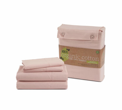 Picture of LANE LINEN 100% Organic Cotton Twin XL Sheets Set 3-Piece Pure Percale Bedsheets Soft Bedding Breathable Fits Mattress Upto 15" Deep - Sepia Rose