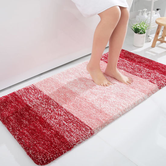 Red Bathroom Rug Mat, Extra Soft and Absorbent Microfiber Bath Rugs,  Non-Slip Plush Shaggy Bath Carpet, Machine Wash Dry, Bath Mats for Bathroom